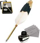 Online Set Calligraphy Pen with Feather Gold Wooden with Black Ink