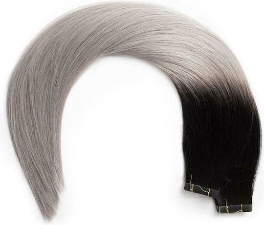 Seamless1 Aufkleber Erweiterung mit Echthaar Remy in Dunkelheit Gray Farbe 55cm Salt n Pepper Ultimate Range 20Stück