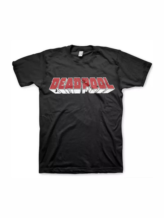 Tricoul Deadpool Distressed Logo-Negru