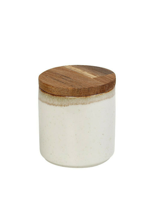 Espiel Essentials Vase General Use with Lid Ceramic In Beige Colour 10x10x10cm 1pcs