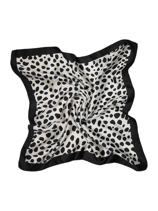 Batista pentru femei din satin leopard pătrat 50cm x 50cm alb/negru
