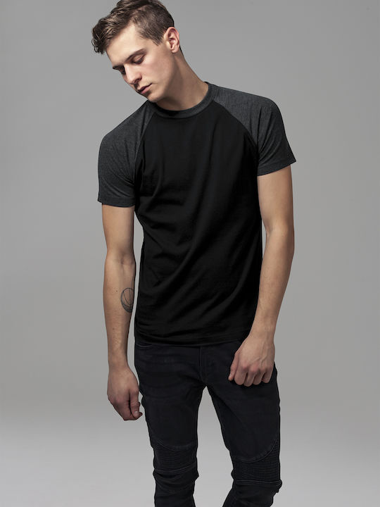 Urban Classics Ανδρικό T-shirt Black / Charcoal Μονόχρωμο