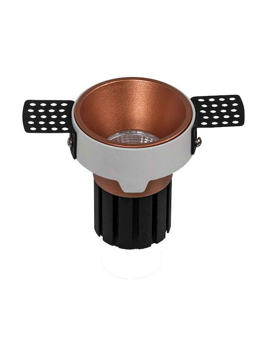 Zambelis Lights Round Metallic Recessed Spot with Integrated LED and Warm White Light Copper 6.2x6.2cm. 1pcs