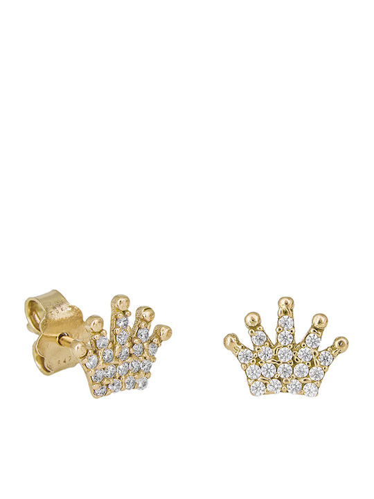 14K Gold earrings with cubic zirconia crowns 036209 036209 Gold 14 Carat