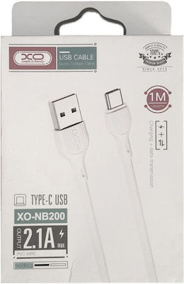 XO NB200 USB 2.0 Cable USB-C male - USB-A male White 1m (28858)