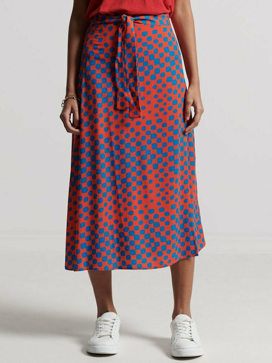 Superdry Studios High Waist Midi Skirt Blue Paint Strokes