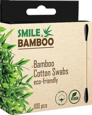 Smile Bamboo Клечки за уши Биоразградими Черен апо Бамбук 100бр
