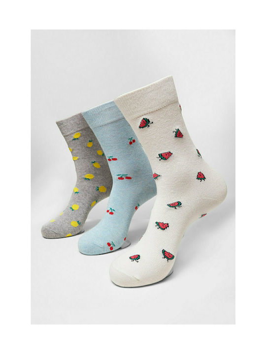 Urban Classics Recycled Yarn Γυναικείες Κάλτσες με Σχέδια Grey / Cream / Light Blue 3Pack