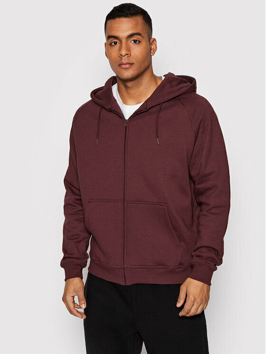 Urban Classics TB014C Men's Sweatshirt Jacket with Hood and Pockets Cherry