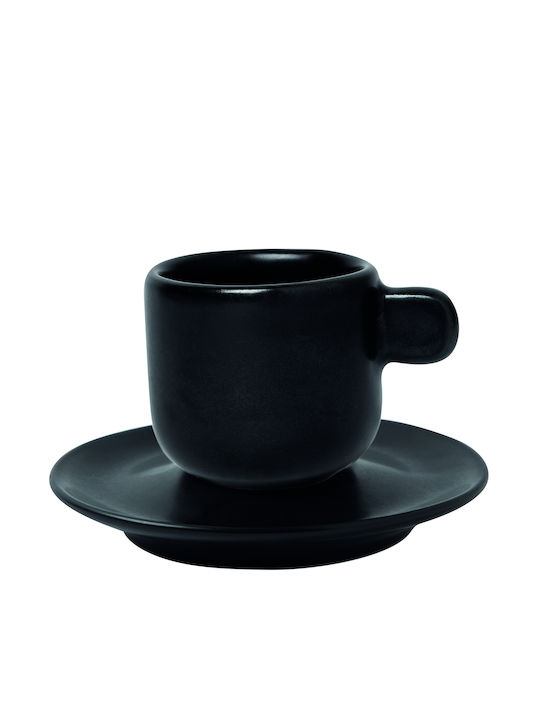 GTSA Parma Ceramic Cappuccino Cup Set 200ml Black 6pcs