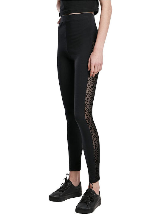 Frauen Lang Leggings Hochgeschnitten Schwarz