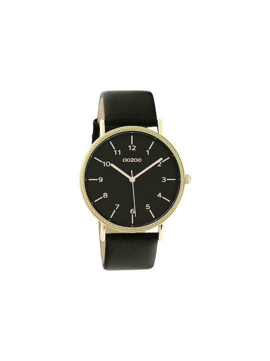 Oozoo Watch with Black Leather Strap