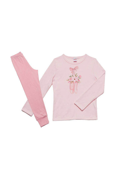 Minerva Set Top & Bottom Kids Winter Pyjamas Pink