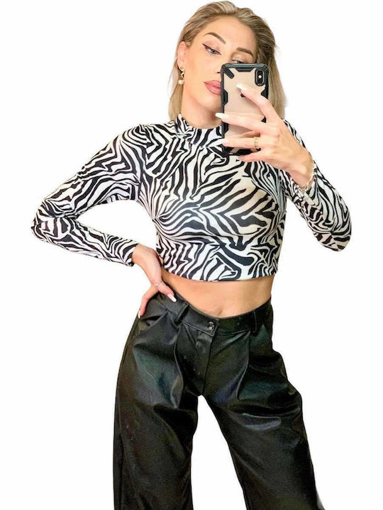 Weiß-schwarzes Crop-Top