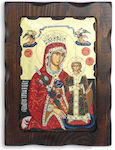 Virgin Mary Rhodon Amaranton Wooden Icon 23x17cm