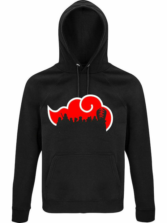 Hoodie Unisex, Organic " Naruto Shippuden Akatsuki Silhouette, Anime " Black