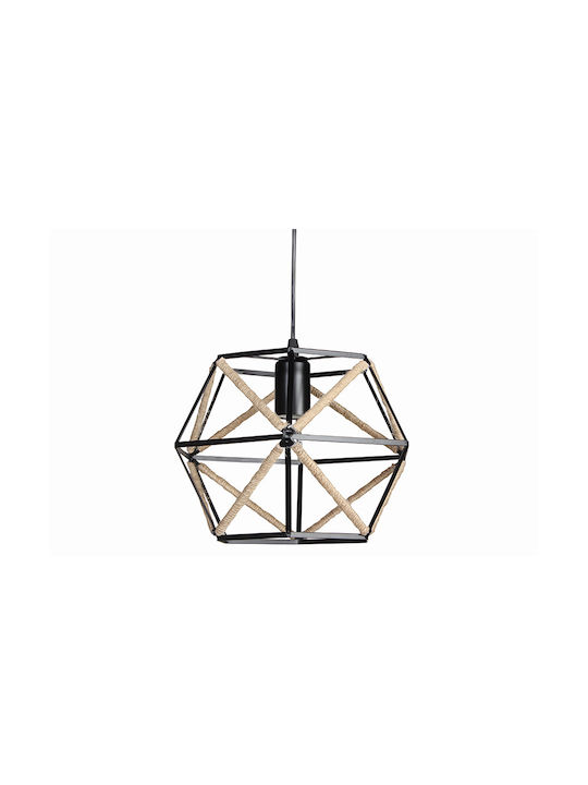 Keskor Pendant Light Single-Light with Rope for Socket E27 Black