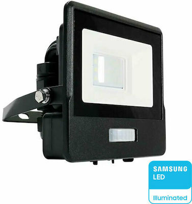 V-TAC Wasserdicht LED Flutlicht 10W Warmes Weiß 3000K mit Bewegungssensor IP65