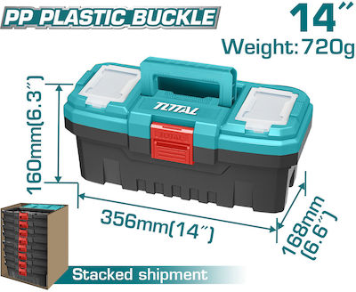 Total Hand Toolbox Plastic with Tray Organiser