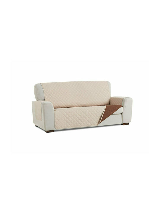 Aithrio Universal Quilt Elastic Cover for Three Seater Sofa Beige / Brown 1pcs UNIVERSAL-QUILT-Μπεζ/Καφέ-Τριθέσιος