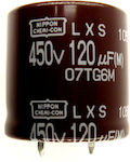 120μF 450V SNAP-IN Capacitor NIPPON CHEMICON, Ø25.4x25 mm LS:10mm, 5000h @ 105°C (120uF 450V)