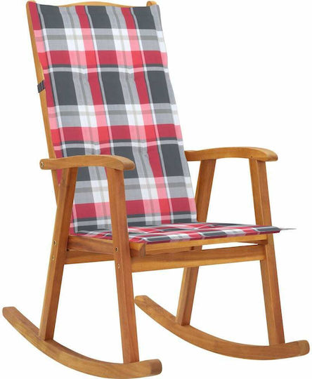 Schaukelstuhl Acacia / Red Checkered 57x100x117cm