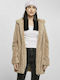 Urban Classics Sherpa Γυναικείο Soft Taupe Παλτό με Κουκούλα