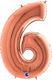 Balloon Foil Jumbo Number 6 Rose Gold 6 100cm Pink Gold