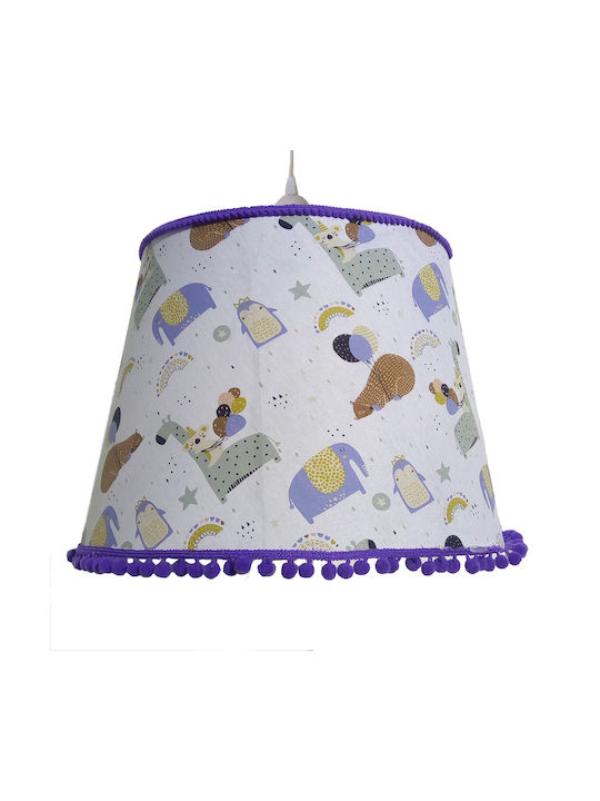 Oxygen Kids Fabric Single Ceiling Light E27 Ζώα της Αφρικης Purple