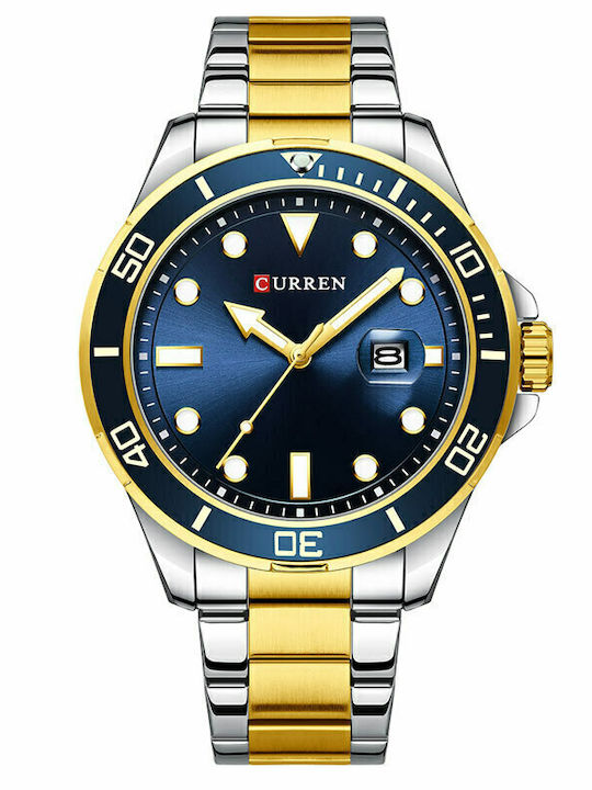 Curren Gold/Blue Ανδρικό Ρολόι 46mm Μπαταρίας μ...