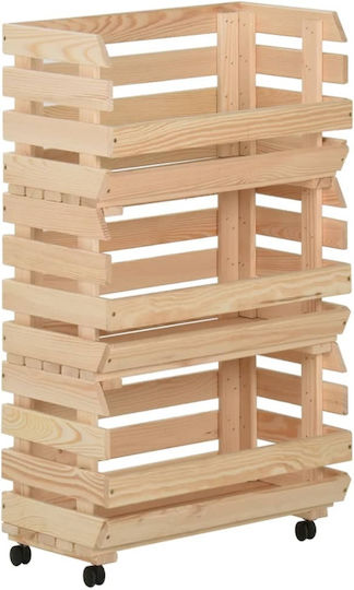 vidaXL Wooden Storage Box with Wheels Brown 37x30x80cm