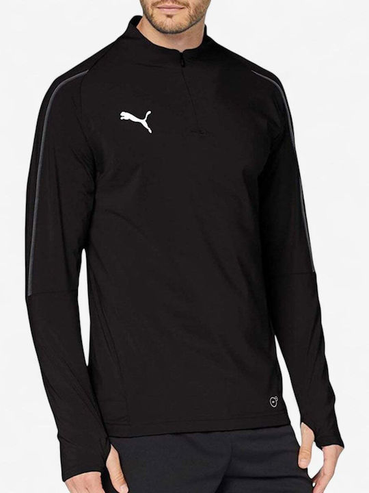 Bluza sport pentru bărbați cu mâneci lungi Decolteu cu fermoar Negru