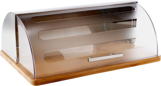 5Five F-V Box Ψωμιέρα με Καπάκι από Bamboo σε Ασημί Χρώμα 39x26.5x15.5cm