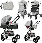 Lorelli Alba 3 in 1 Premium Adjustable 3 in 1 Baby Stroller Suitable for Newborn Opaline Grey 11.15kg