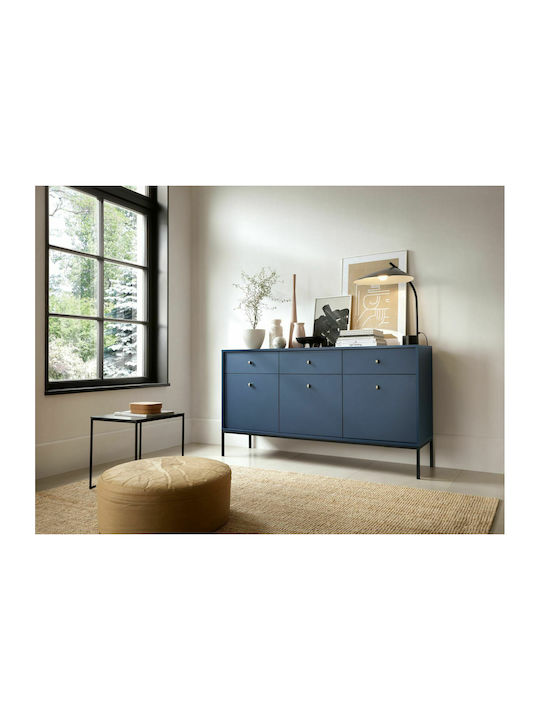 Bufet Mono Din Lemn Cu Sertare Albastru 153.4x3...