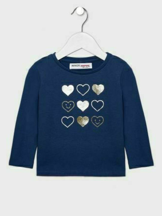 Minoti cotton blouse blue with hearts