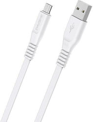 Borofone BX23 Wieldy Regular USB 2.0 σε micro USB 1m Λευκό