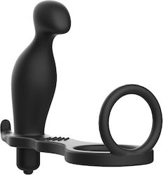 Addicted Toys Πρωκτική Σφήνα με Cock Ring Σιλικόνης σε Μαύρο χρώμα