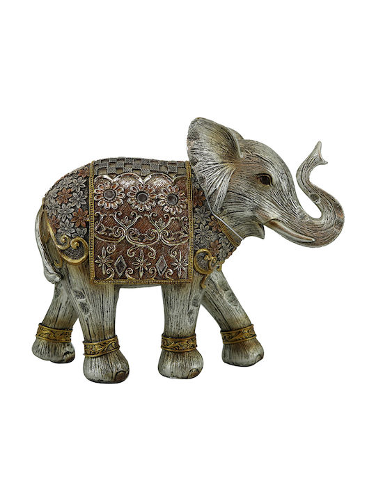 Καρβούνης Διακοσμητικός Ελέφαντας Πολυρητίνης Ασημί 24x9x20cm
