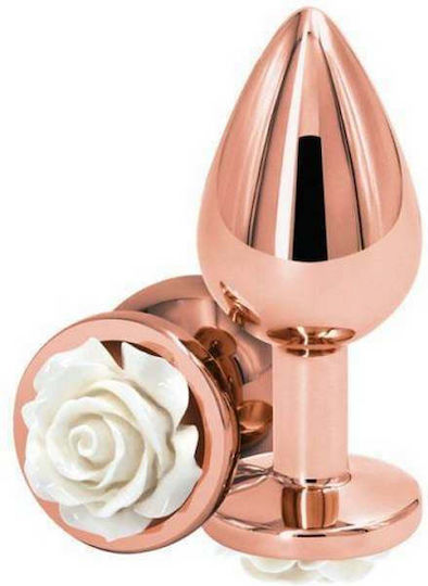 Ns Novelties Rear Assets Aluminum Анална тапа Medium Rose Gold / White Rose