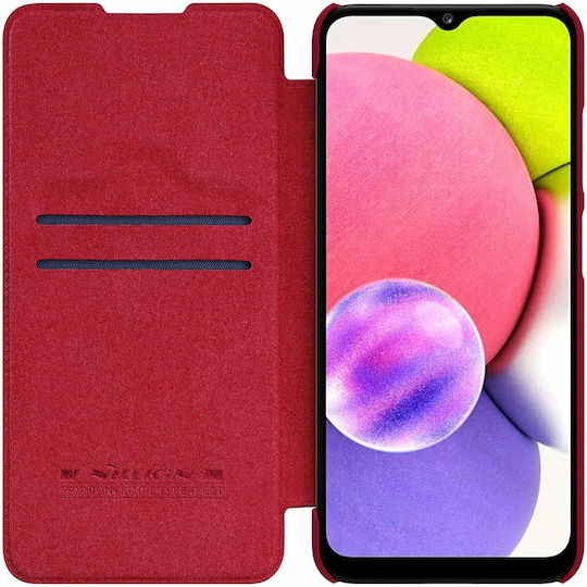 Nillkin Qin Книга Изкуствена кожа Червен (Galaxy A03s)