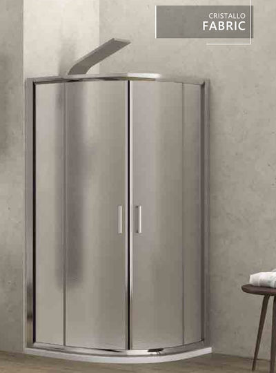 Karag New Flora 200 Καμπίνα Ντουζιέρας Ημικυκλική με Συρόμενη Πόρτα 90x90x180cm Fabric Cromo