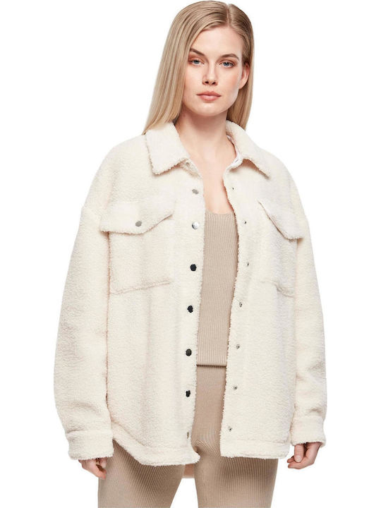 Urban Classics Sherpa Palton Dama Alb Supradime...