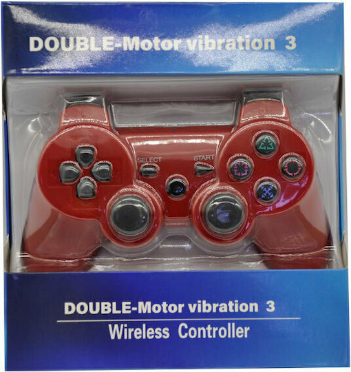 Double Motor Vibration 3 Ασύρματο Gamepad για PS3 Κόκκινο