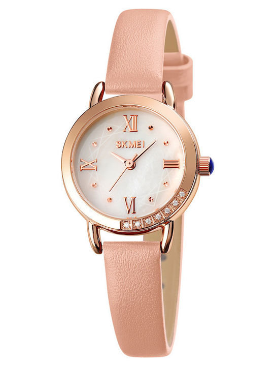 Skmei 1769 Women's Watch with Pink Leather Strap