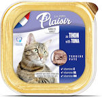 Plaisir Adult Nasses Katzenfutter für Katze in Tablett mit Thunfisch 100gr