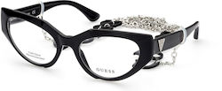 Guess Plastic Eyeglass Frame Cat Eye Black GU2853-001