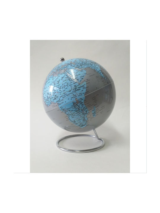 Erde Globus mit Durchmesser 20cm und Höhe 25cm Silber