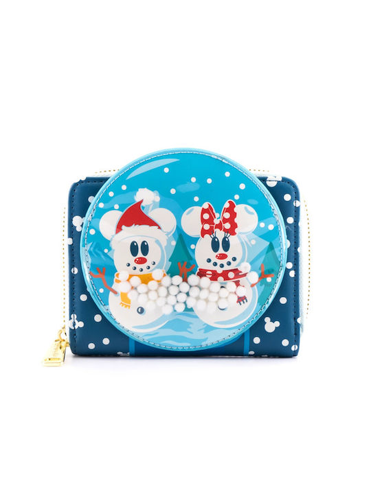 Loungefly Snowman Mickey Minnie Snow Portofel pentru copii cu fermoar pentru Băiat Albastru