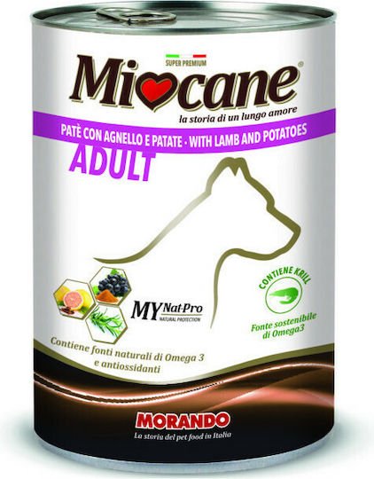 Morando Μιοcane Pate Wet Food Dogs in Cans with Lamb and Potatoes 400gr